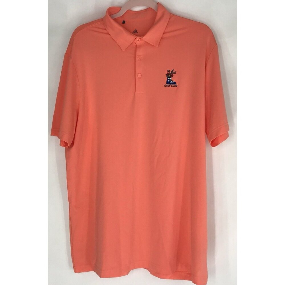 Adidas Golf Polo Shirt Mens Size Large Primegreen Orange Vail Golf Club Colorado